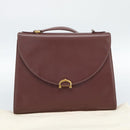 CARTIER Hand Bag Leather Wine Red Auth 81148-23