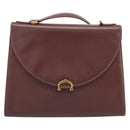 CARTIER Hand Bag Leather Wine Red Auth 81148-13