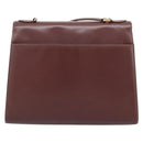 CARTIER Hand Bag Leather Wine Red Auth 81148-2