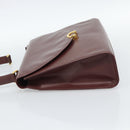 CARTIER Hand Bag Leather Wine Red Auth 81148-3