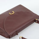 CARTIER Hand Bag Leather Wine Red Auth 81148-6
