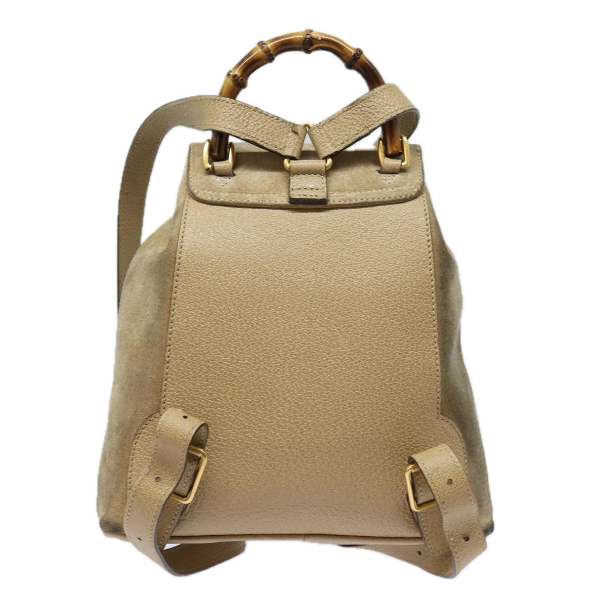 GUCCI Bamboo Backpack Suede Leather Beige 003 1705 0030 Auth 81152