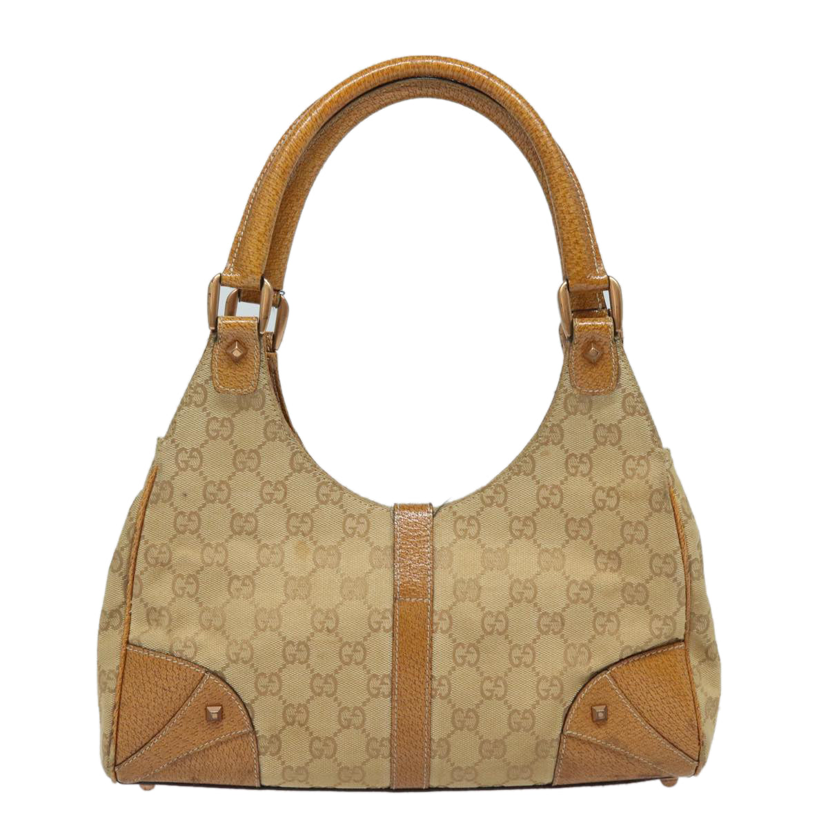 GUCCI GG Canvas Jackie Hand Bag Beige 124407 Auth 81153