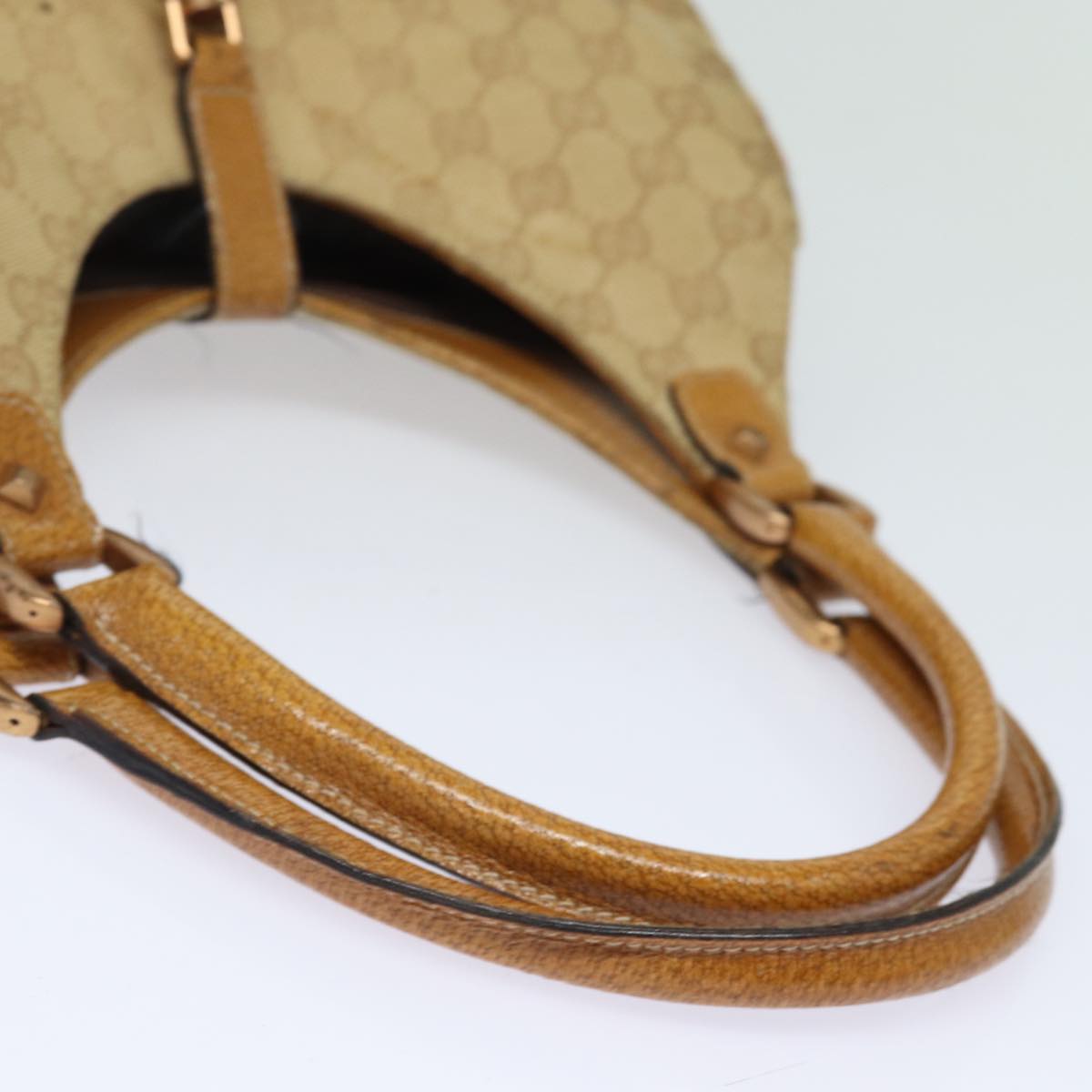 GUCCI GG Canvas Jackie Hand Bag Beige 124407 Auth 81153