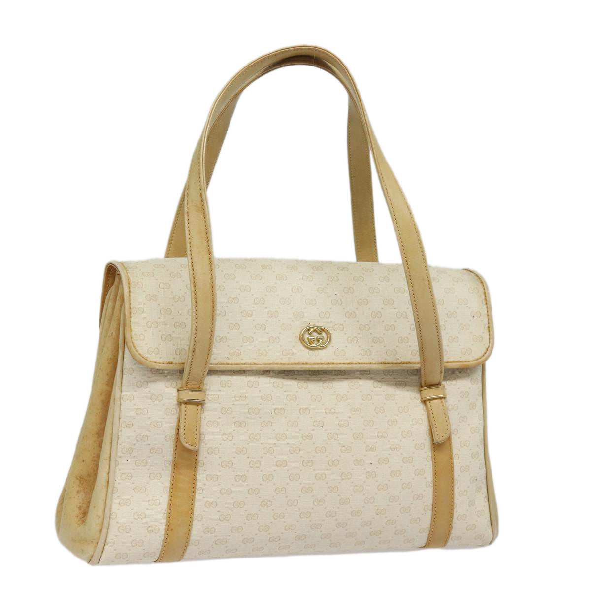 GUCCI Micro GG Supreme Shoulder Bag PVC Leather White 46 000 4857 Auth 81156