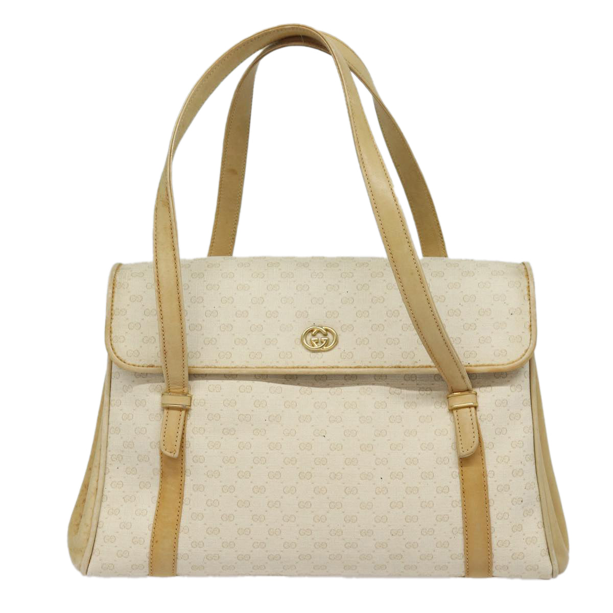 GUCCI Micro GG Supreme Shoulder Bag PVC Leather White 46 000 4857 Auth 81156