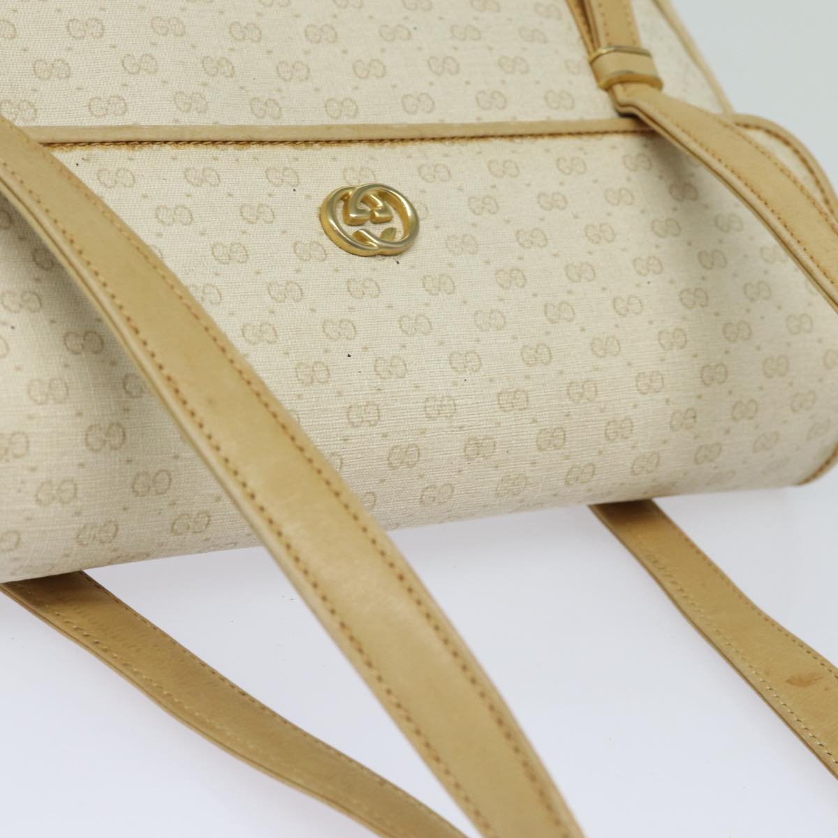 GUCCI Micro GG Supreme Shoulder Bag PVC Leather White 46 000 4857 Auth 81156