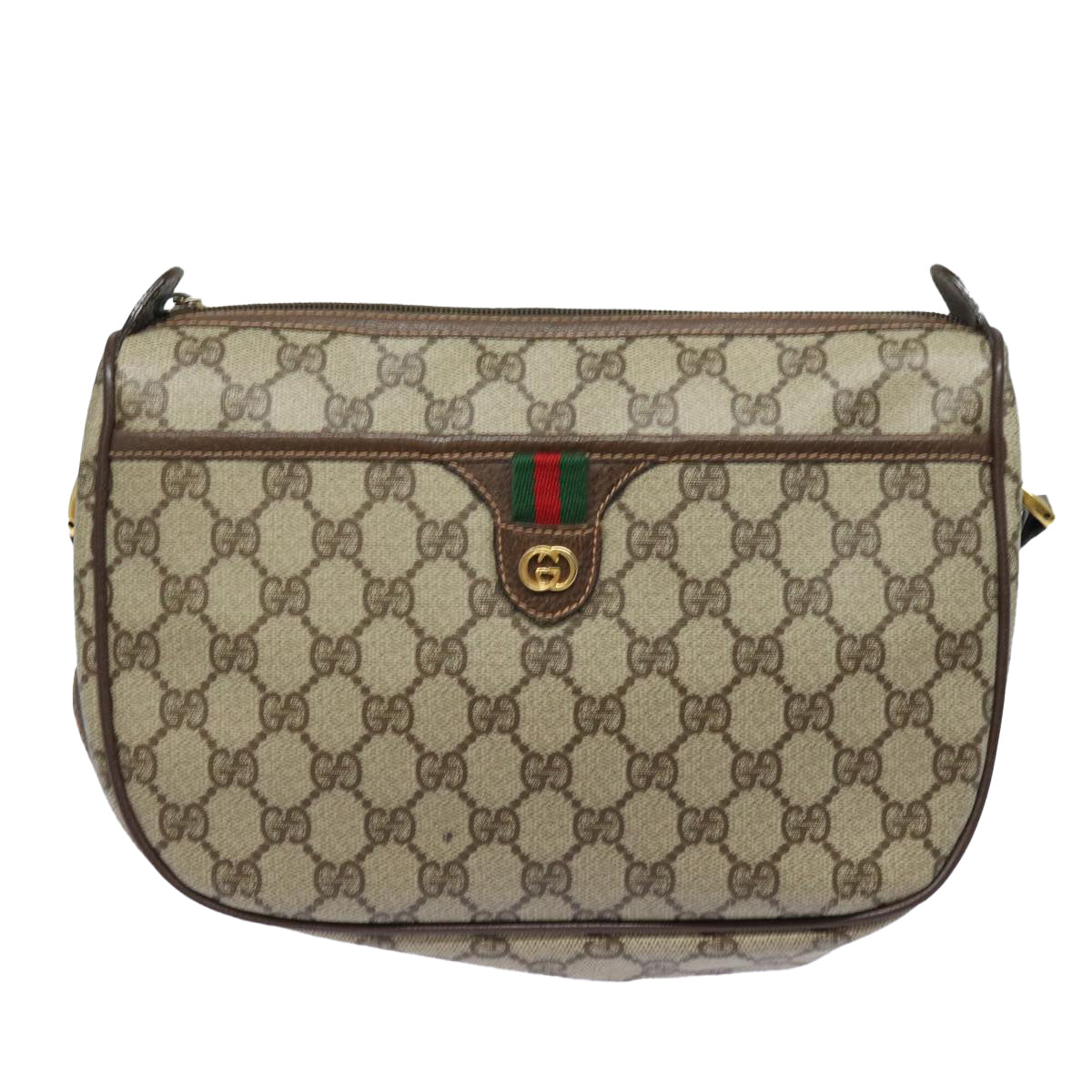 GUCCI GG Supreme Web Sherry Line Shoulder Bag PVC Beige 89 02 077 Auth 81157