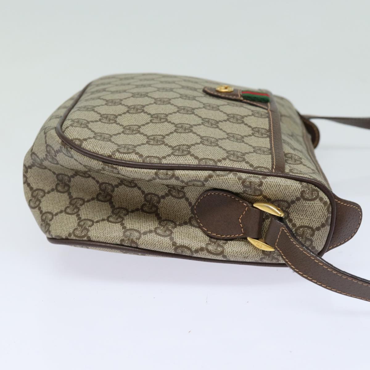 GUCCI GG Supreme Web Sherry Line Shoulder Bag PVC Beige 89 02 077 Auth 81157