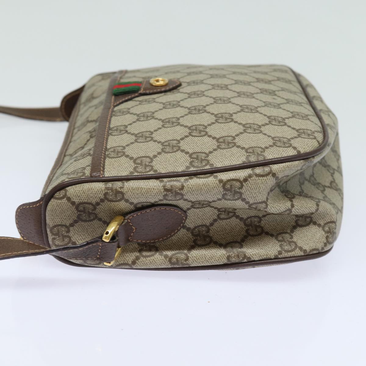 GUCCI GG Supreme Web Sherry Line Shoulder Bag PVC Beige 89 02 077 Auth 81157