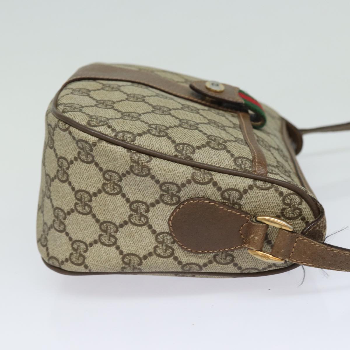 GUCCI GG Supreme Web Sherry Line Shoulder Bag PVC Beige 89 02 032 Auth 81158