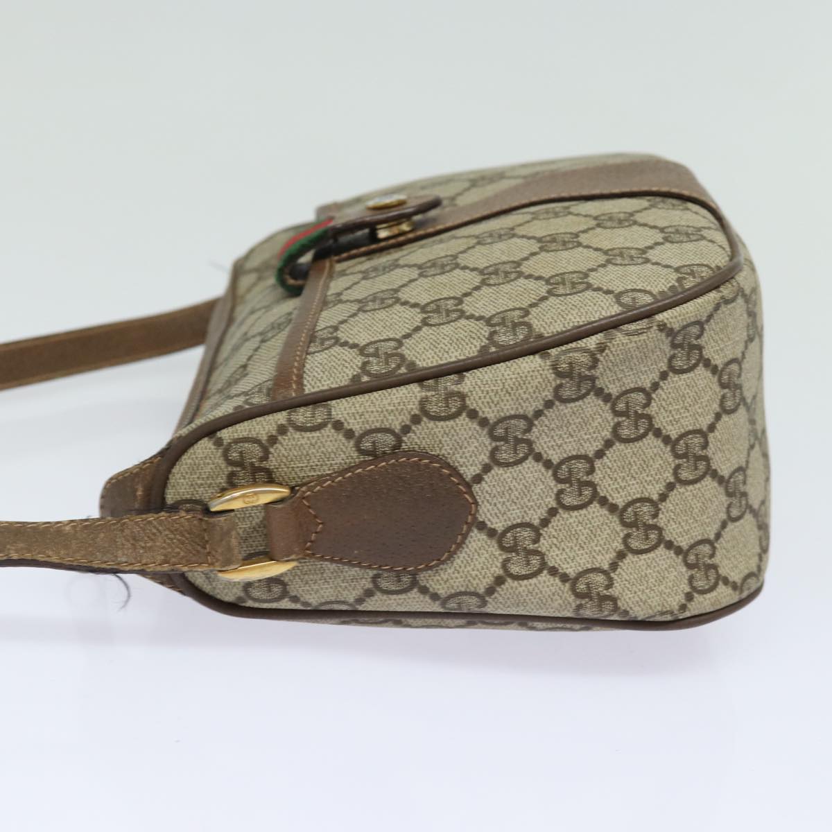 GUCCI GG Supreme Web Sherry Line Shoulder Bag PVC Beige 89 02 032 Auth 81158