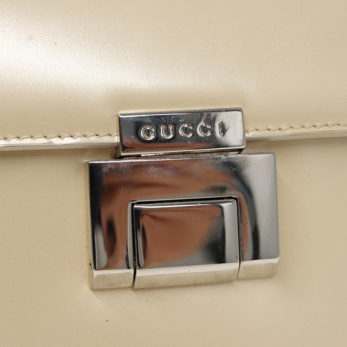 GUCCI Hand Bag Leather 2way Cream Auth 81160