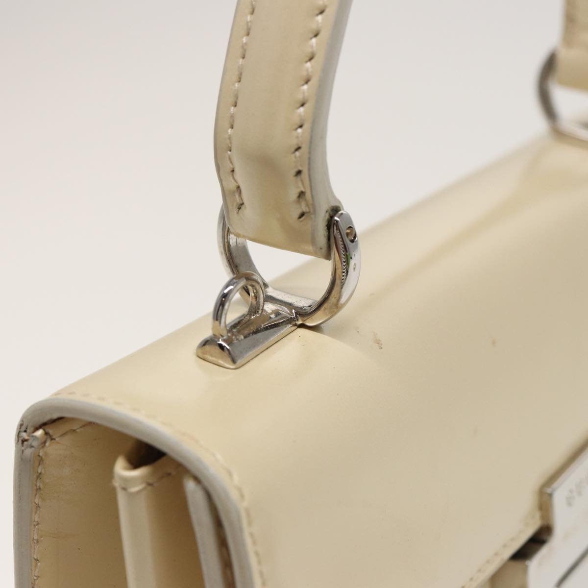 GUCCI Hand Bag Leather 2way Cream Auth 81160