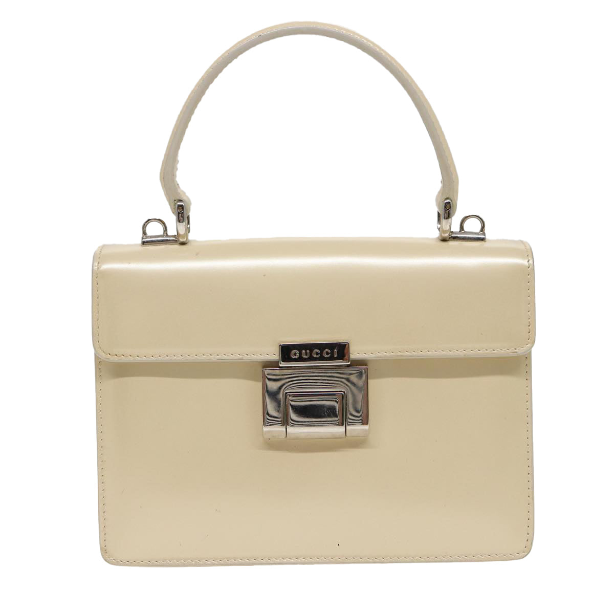 GUCCI Hand Bag Leather 2way Cream Auth 81160 - 0