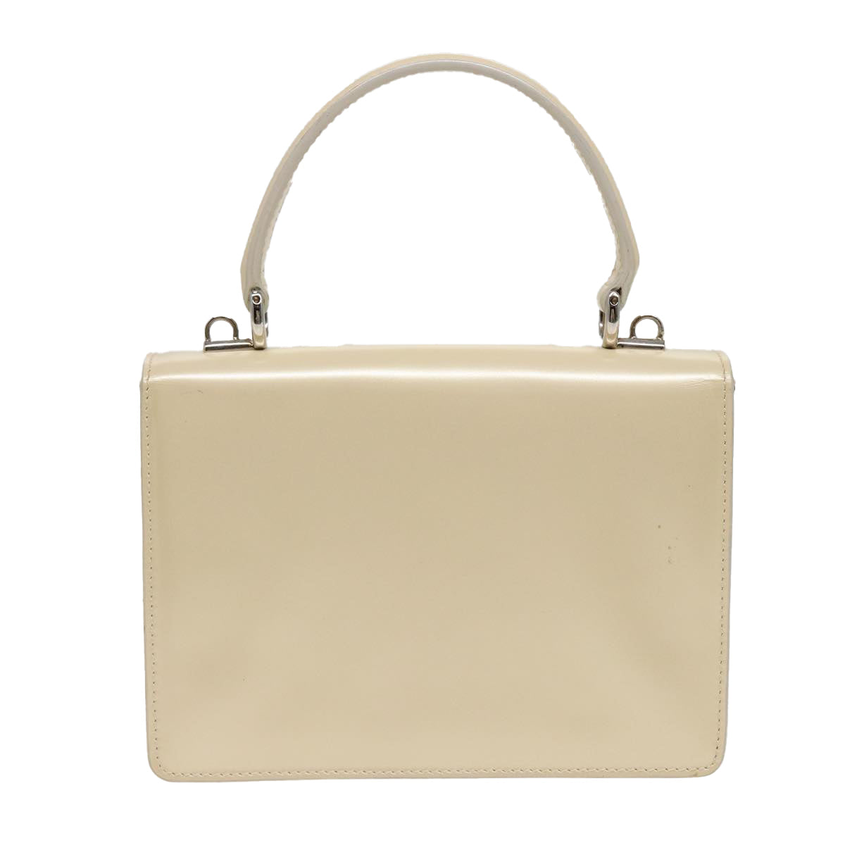 GUCCI Hand Bag Leather 2way Cream Auth 81160