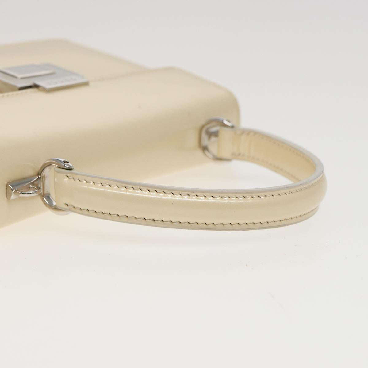 GUCCI Hand Bag Leather 2way Cream Auth 81160