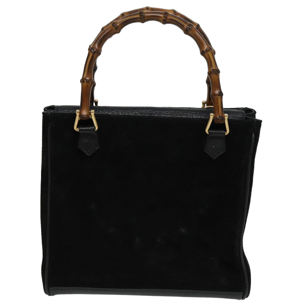 GUCCI Bamboo Hand Bag Suede 2way Black Auth 81161 - 0