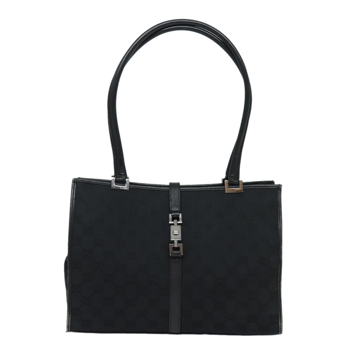 GUCCI Jackie GG Canvas Shoulder Bag Black 002 1073 Auth 81163