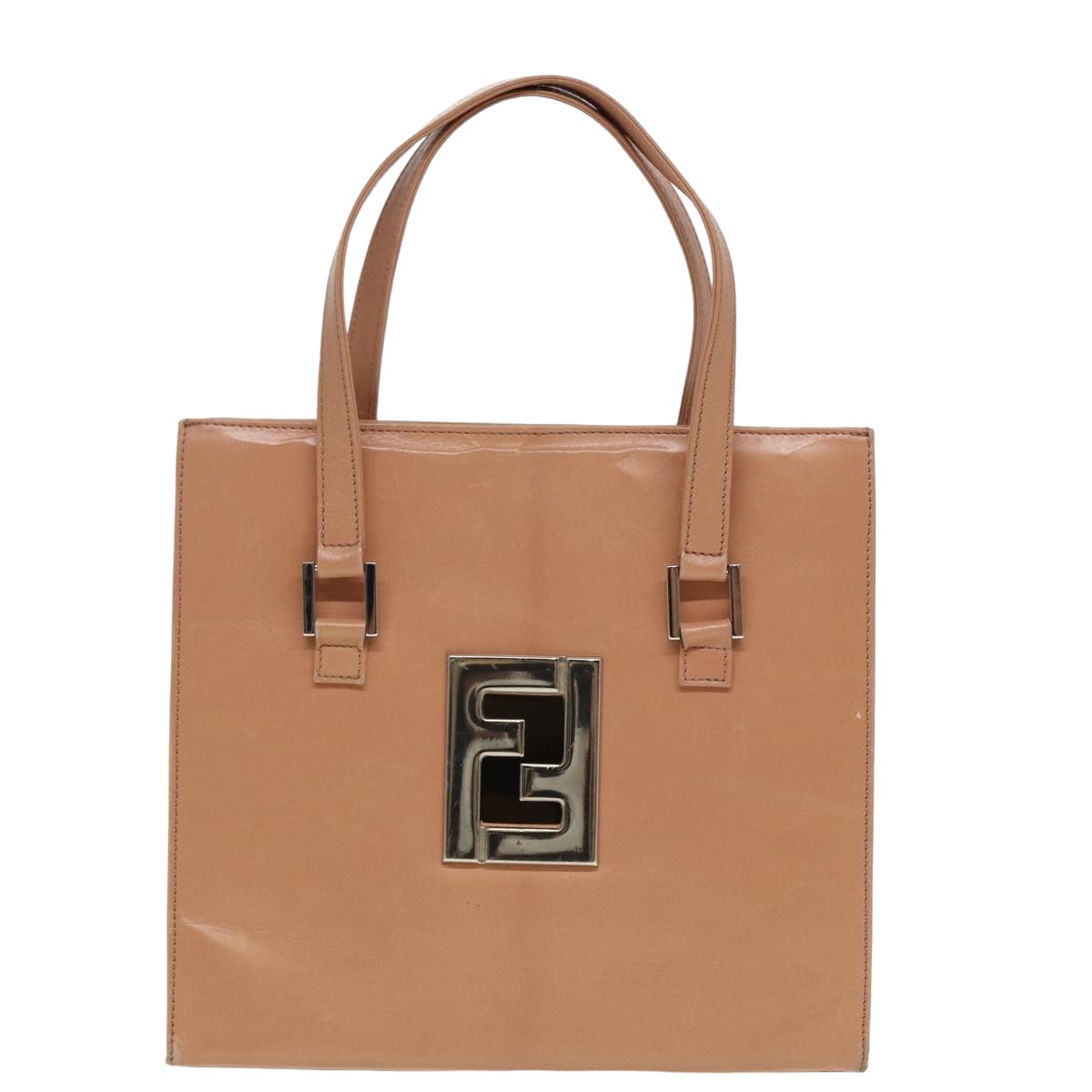 FENDI Hand Bag Leather Beige Auth 81187