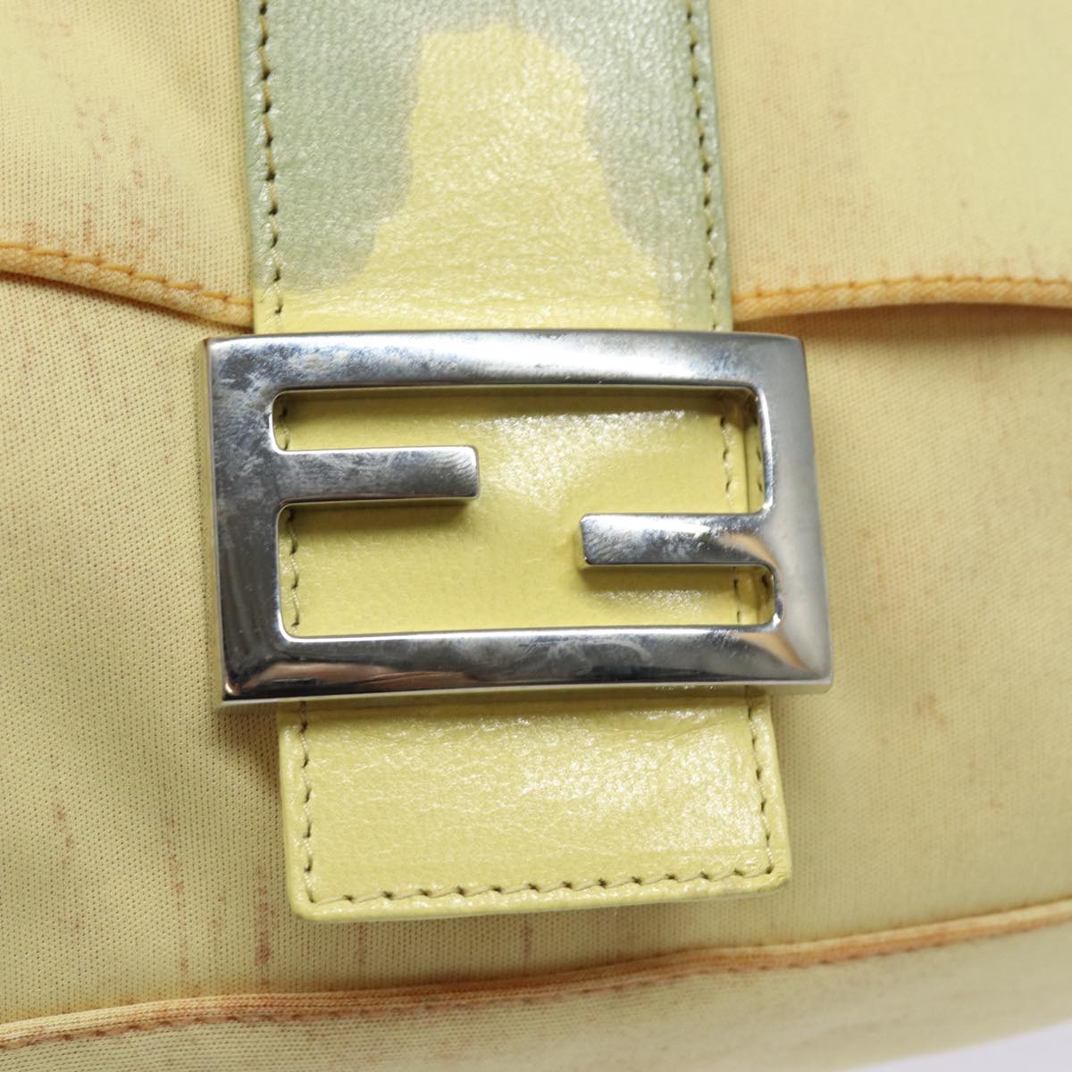 FENDI Mamma Baguette Shoulder Bag Nylon Yellow Auth 81189