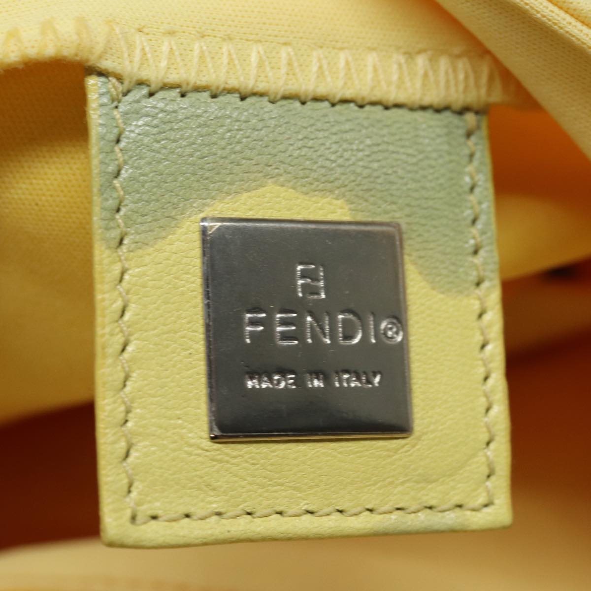 FENDI Mamma Baguette Shoulder Bag Nylon Yellow Auth 81189