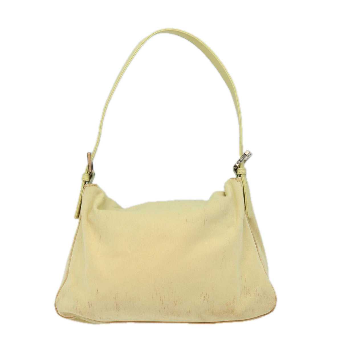 FENDI Mamma Baguette Shoulder Bag Nylon Yellow Auth 81189