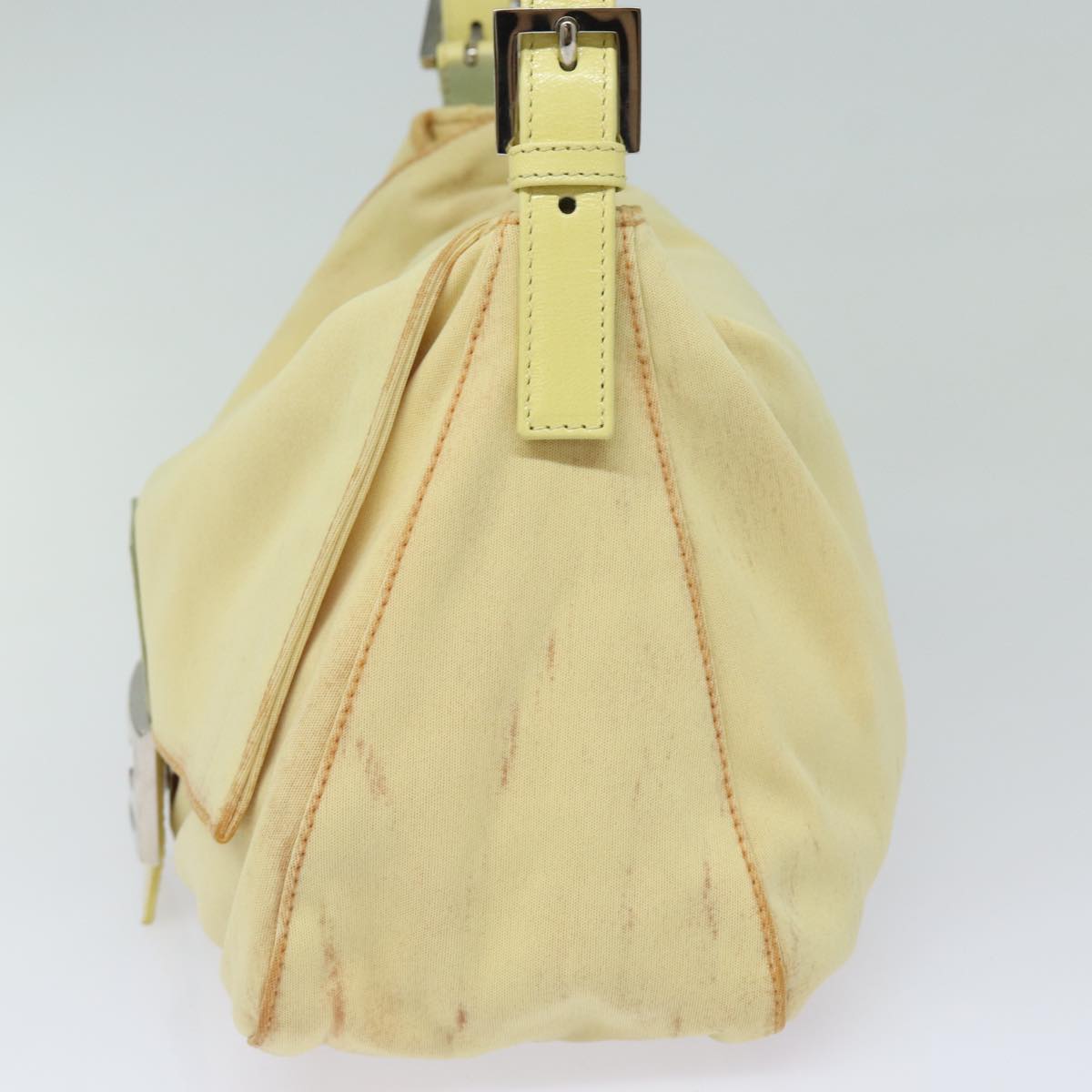 FENDI Mamma Baguette Shoulder Bag Nylon Yellow Auth 81189