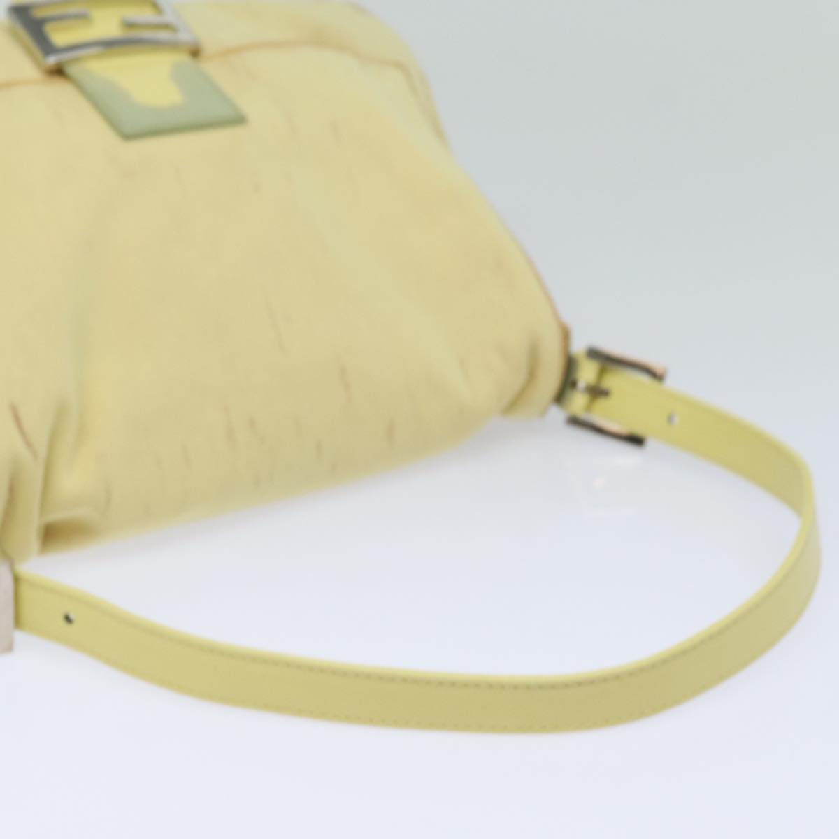 FENDI Mamma Baguette Shoulder Bag Nylon Yellow Auth 81189