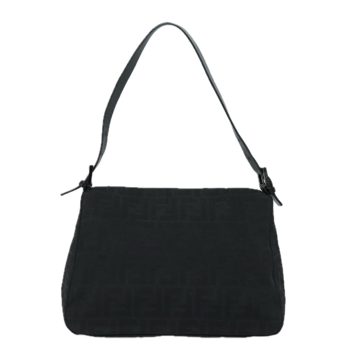 FENDI Zucca Canvas Mamma Baguette Shoulder Bag Black Auth 81190 - 0