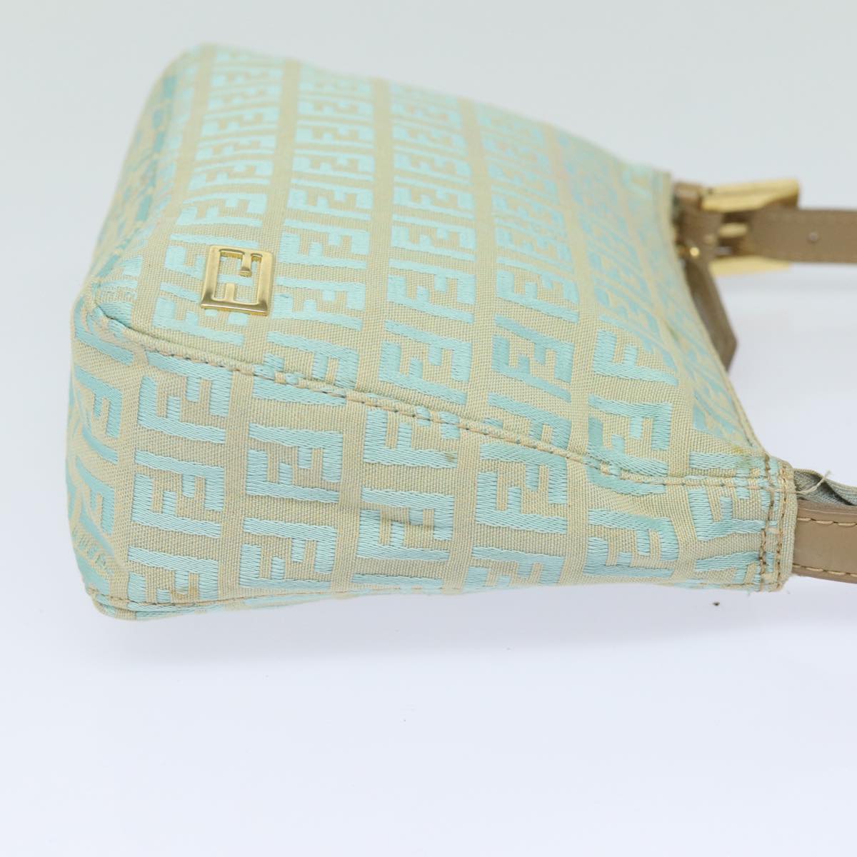 FENDI Zucchino Canvas Hand Bag Light Blue Auth 81191