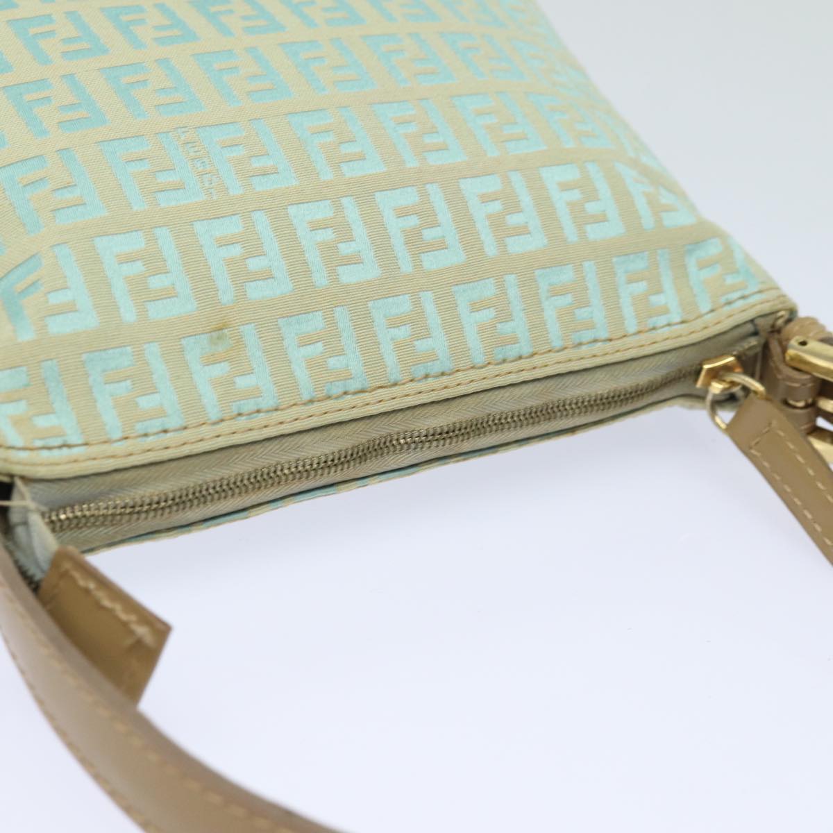 FENDI Zucchino Canvas Hand Bag Light Blue Auth 81191