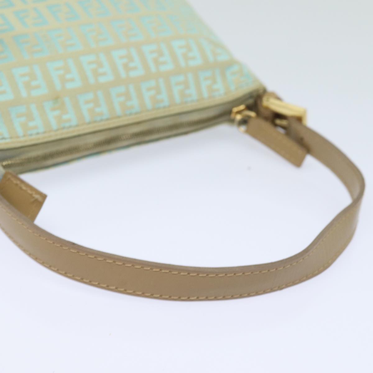 FENDI Zucchino Canvas Hand Bag Light Blue Auth 81191