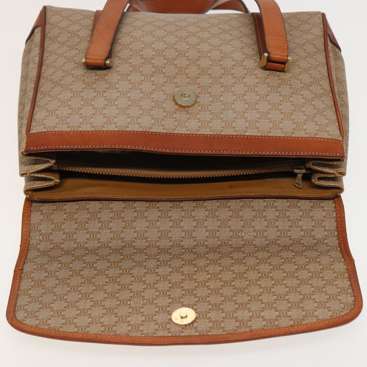 CELINE Macadam Canvas Hand Bag Beige Auth 81193