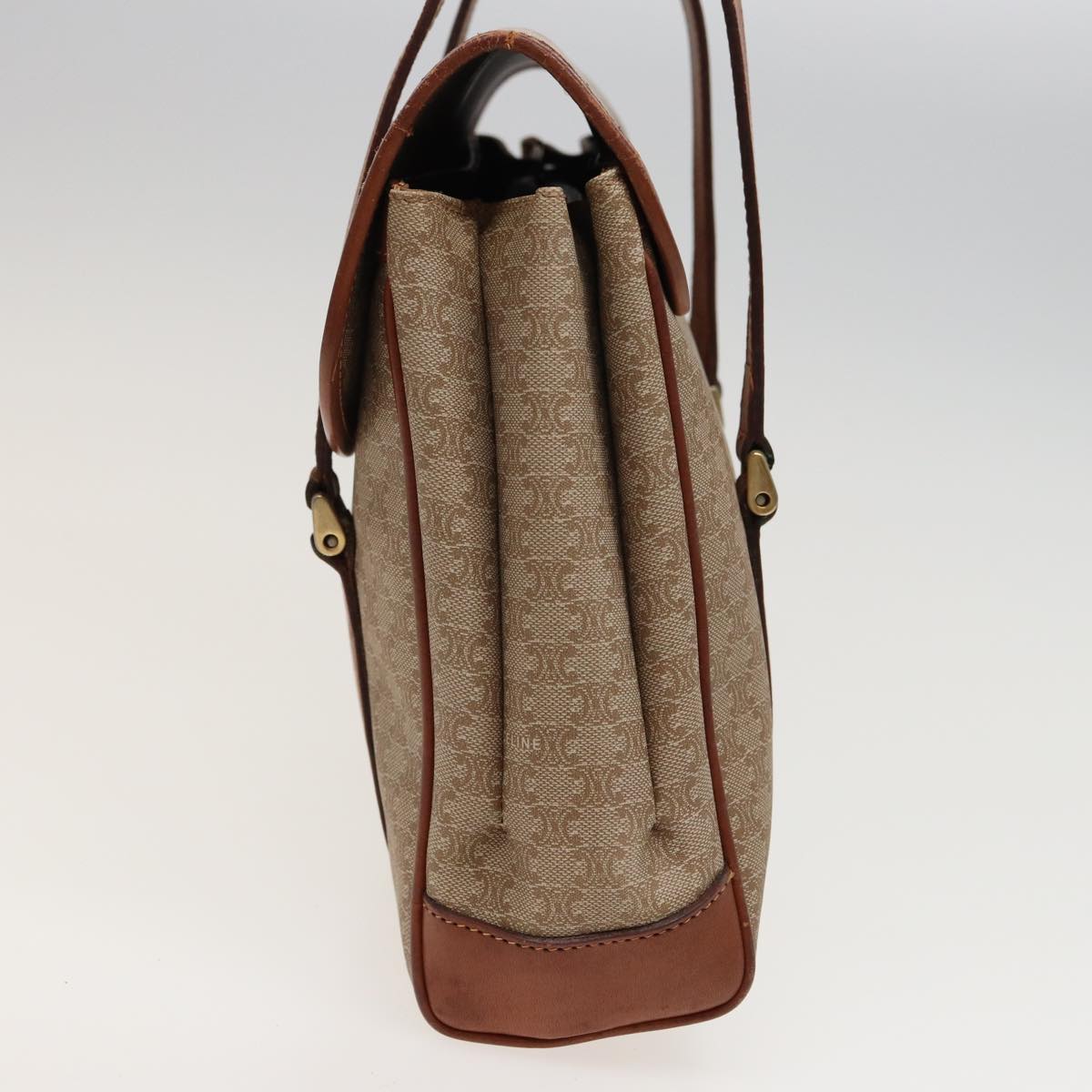 CELINE Macadam Canvas Hand Bag Beige Auth 81193