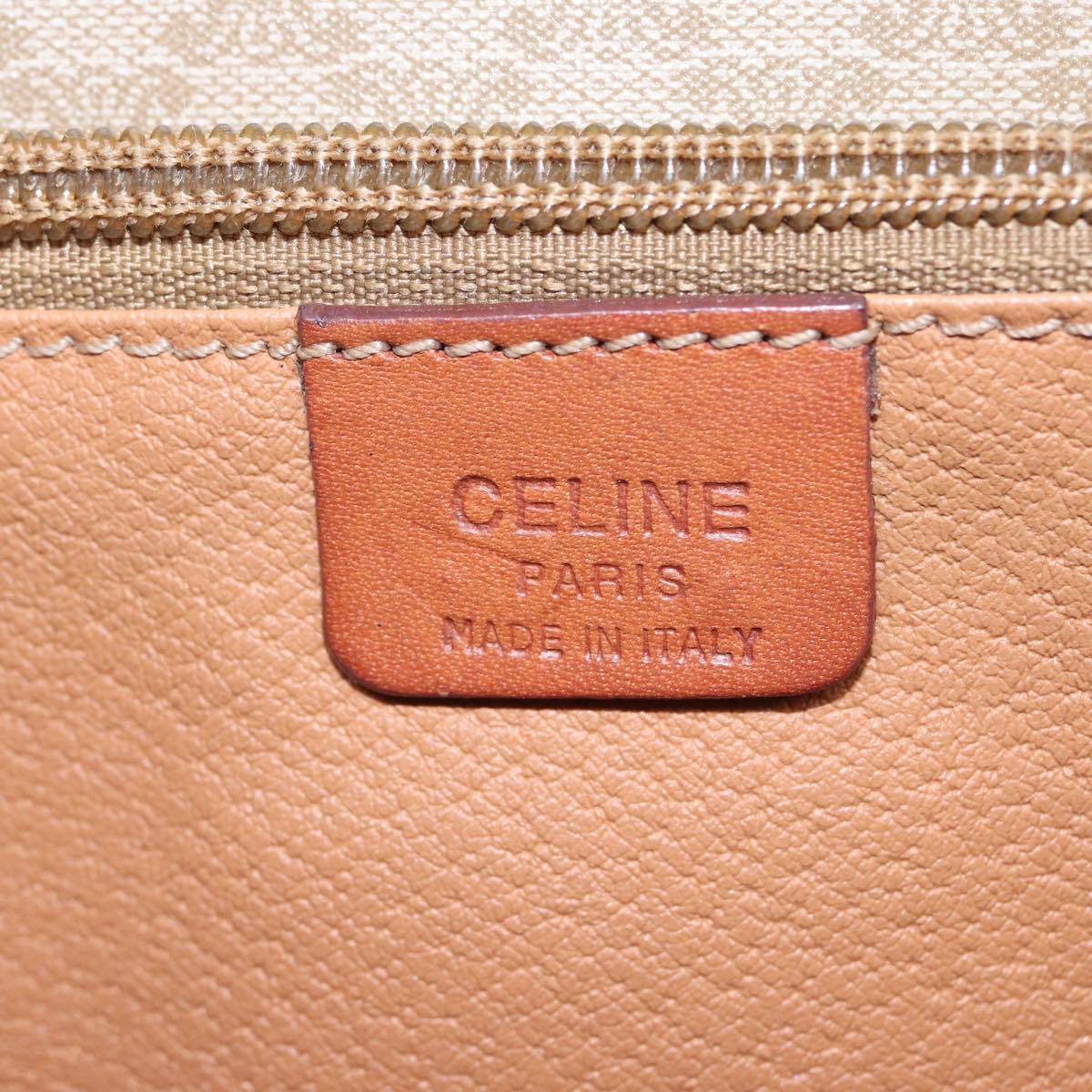 CELINE Macadam Canvas Shoulder Bag Beige Auth 81194