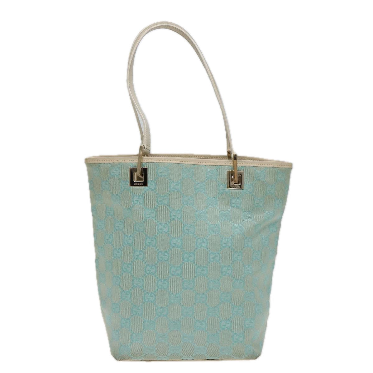 GUCCI GG Canvas Tote Bag Light Blue 002 1099 Auth 81207