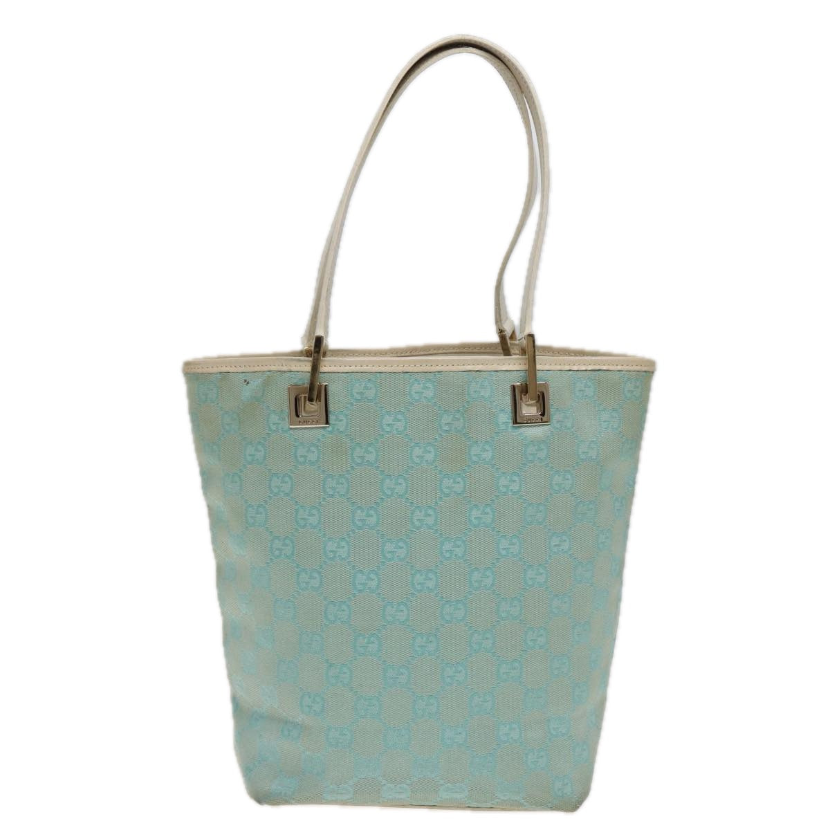 GUCCI GG Canvas Tote Bag Light Blue 002 1099 Auth 81207 - 0