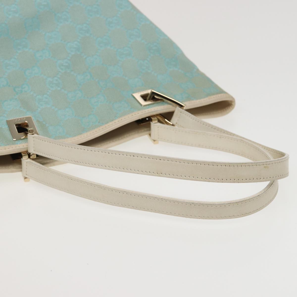 GUCCI GG Canvas Tote Bag Light Blue 002 1099 Auth 81207