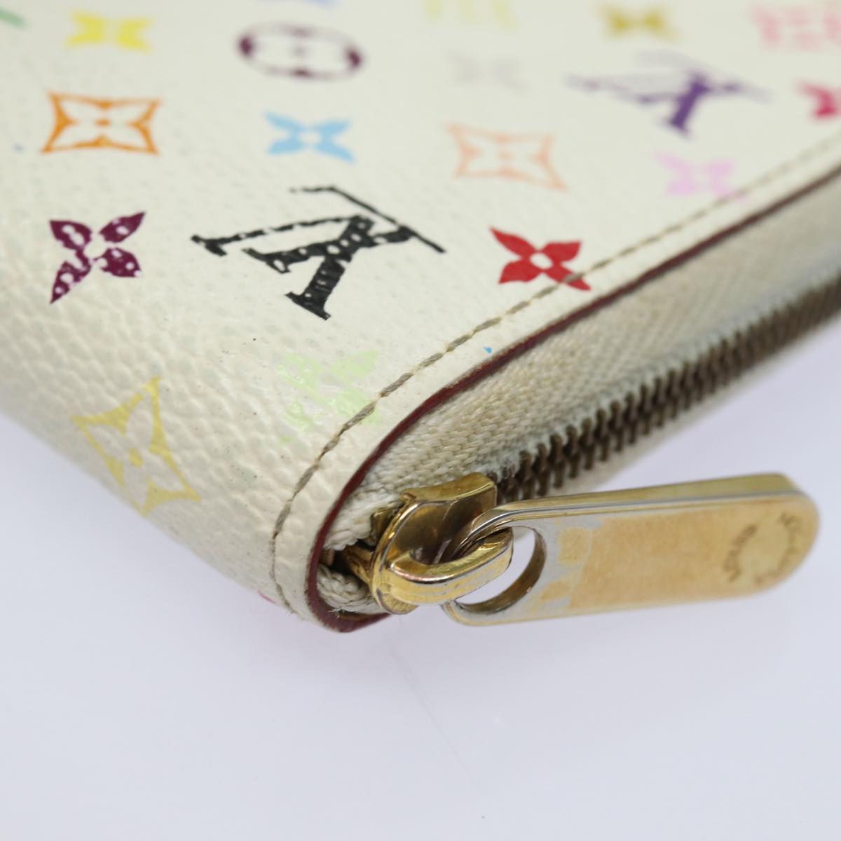 LOUIS VUITTON Monogram Multicolor Zippy Coin Purse White M93741 LV Auth 81226