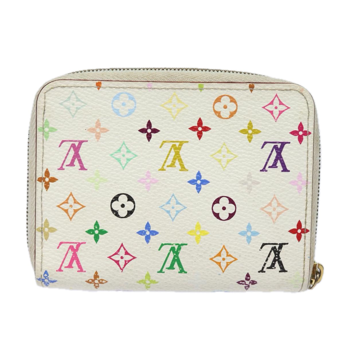 LOUIS VUITTON Monogram Multicolor Zippy Coin Purse White M93741 LV Auth 81226