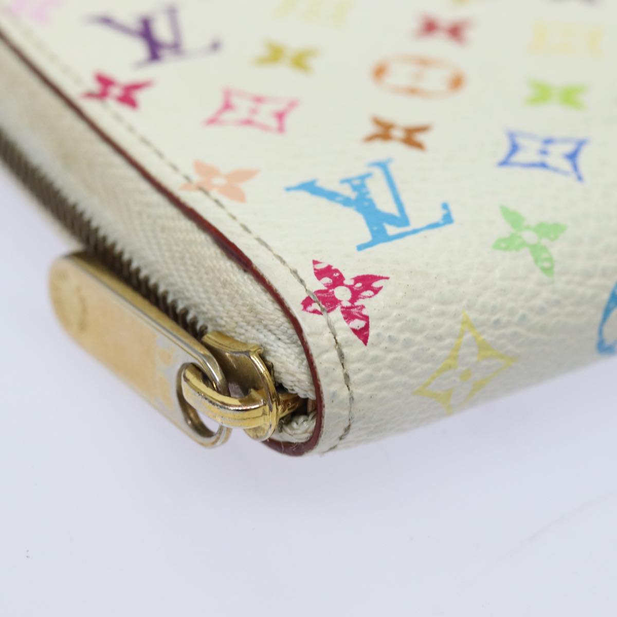 LOUIS VUITTON Monogram Multicolor Zippy Coin Purse White M93741 LV Auth 81226