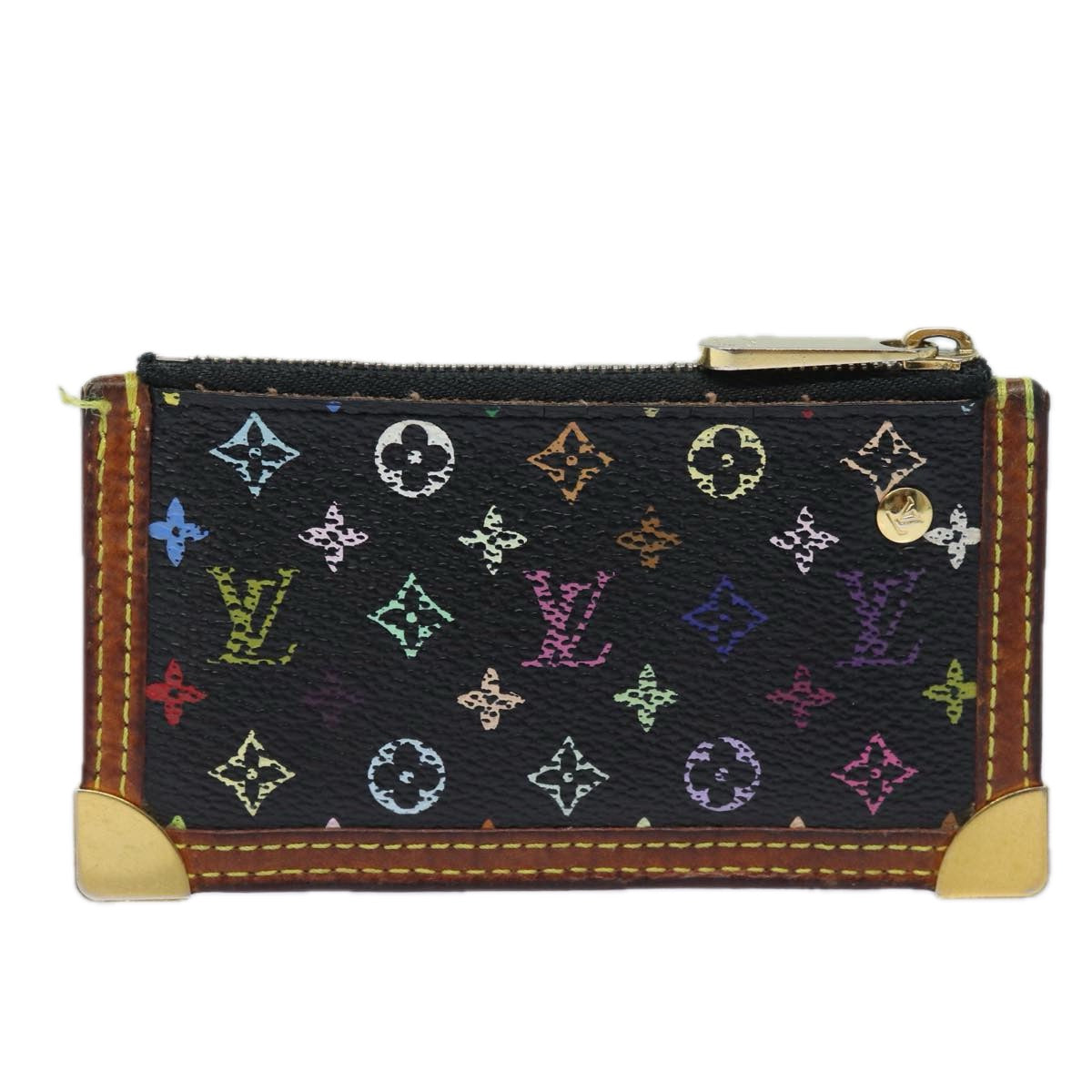 LOUIS VUITTON Monogram Multicolor Pochette Cles Purse Black M92654 Auth 81227 - 0