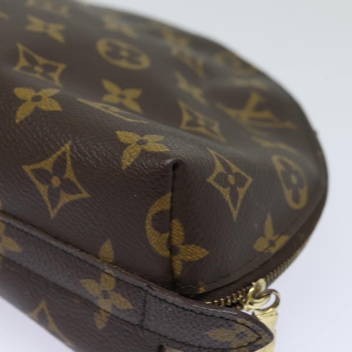 LOUIS VUITTON Monogram Trousse Demi Ronde Cosmetic Pouch M47520 LV Auth 81231