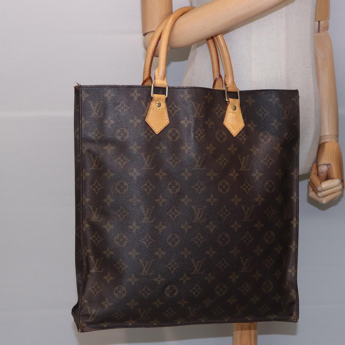 LOUIS VUITTON Monogram Sac Plat Hand Bag M51140 LV Auth 81294