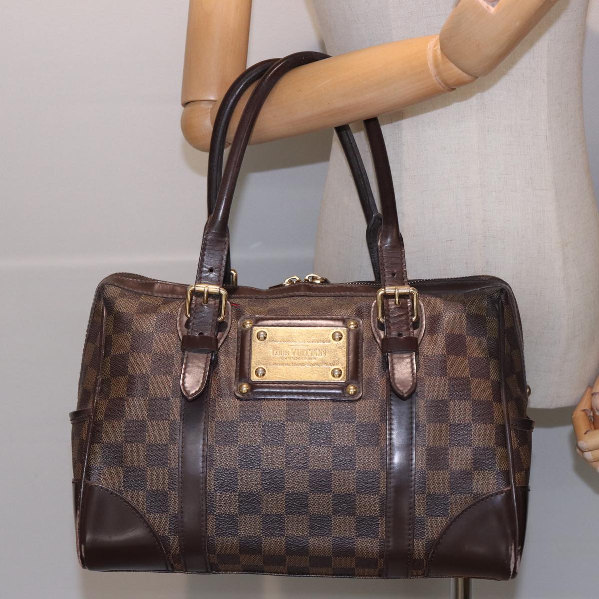 LOUIS VUITTON Damier Ebene Berkeley Hand Bag N52000 LV Auth 81302