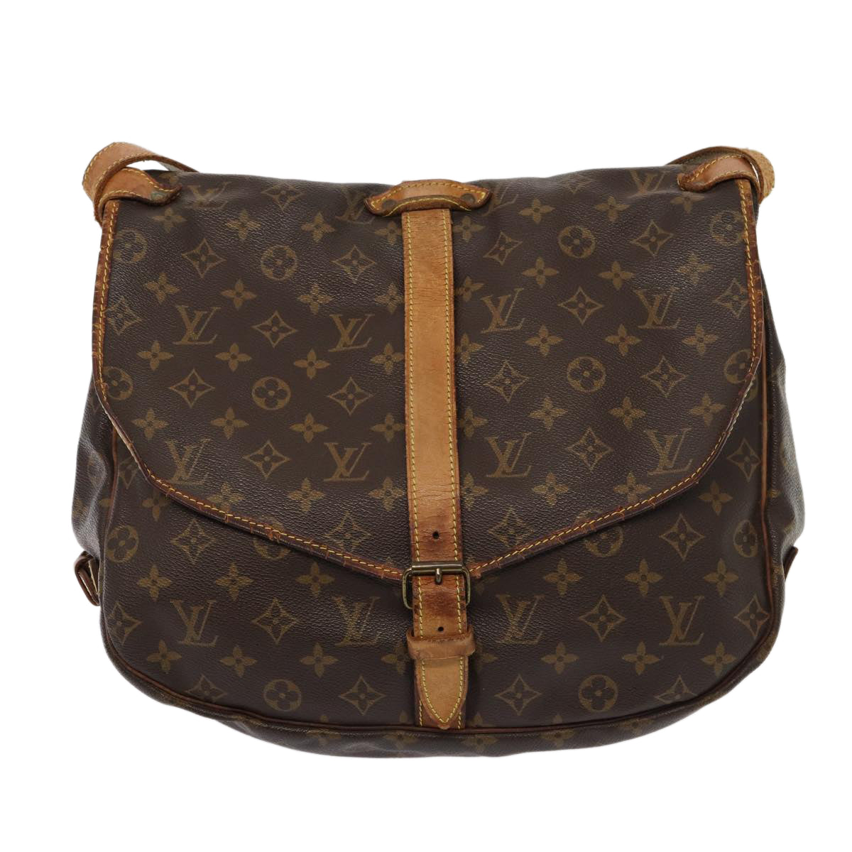 LOUIS VUITTON Monogram Saumur 35 Shoulder Bag M42254 LV Auth 81311