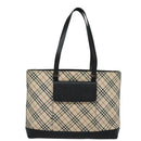BURBERRY Nova Check Tote Bag Canvas Beige Auth 81323-13