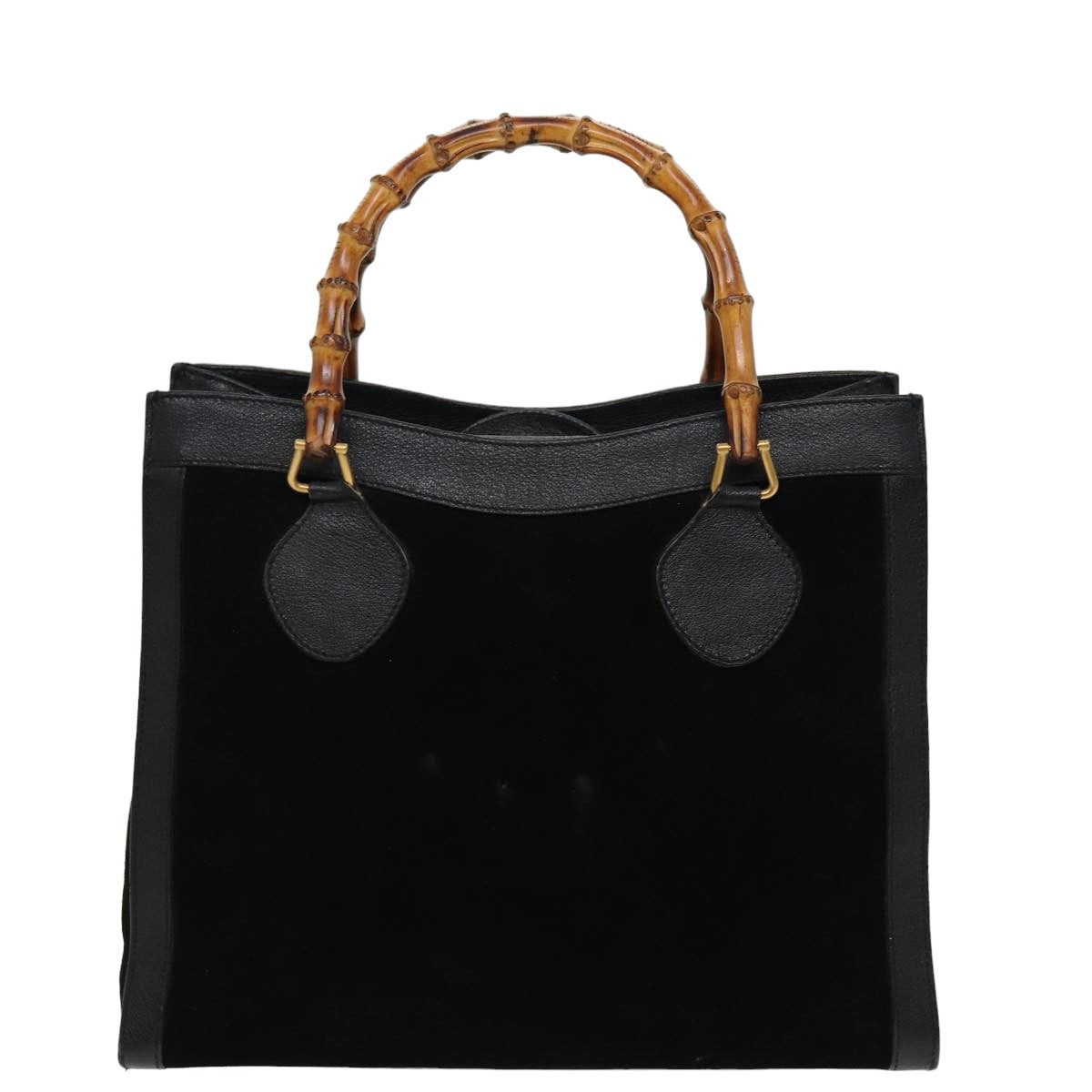 GUCCI Bamboo Hand Bag Suede Leather Black 002 1186 0260 Auth 81329 - 0