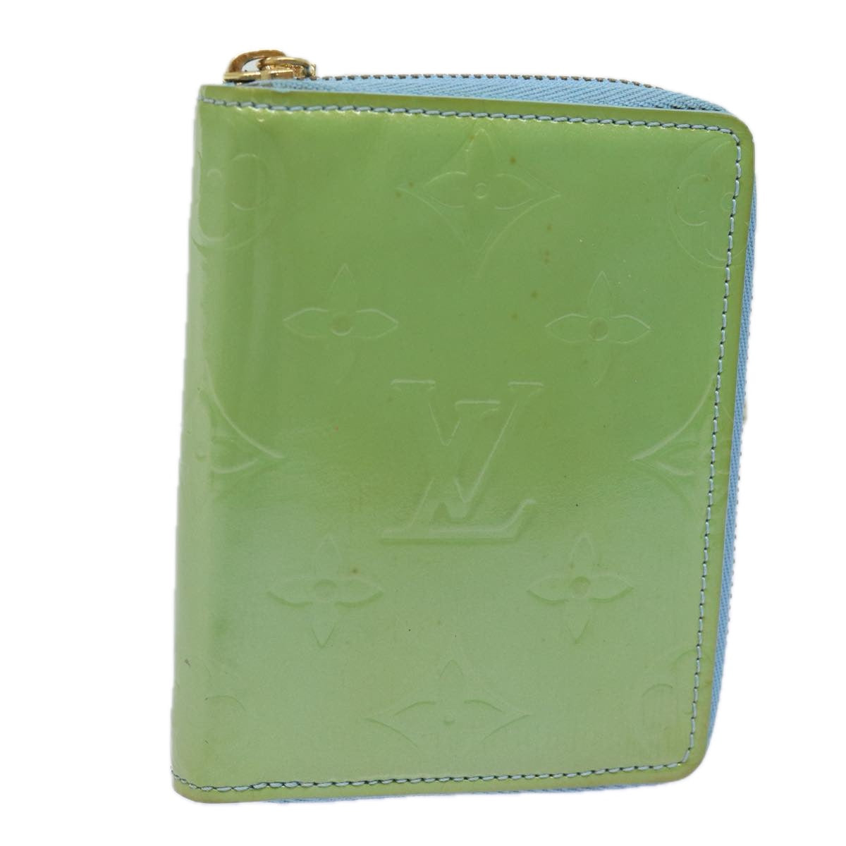 LOUIS VUITTON Monogram Vernis Bloom Wallet Baby Blue M91016 LV Auth 81332